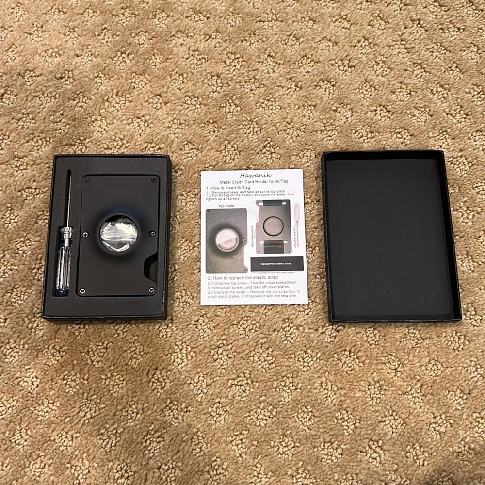 Metal credit card holder for AirTag